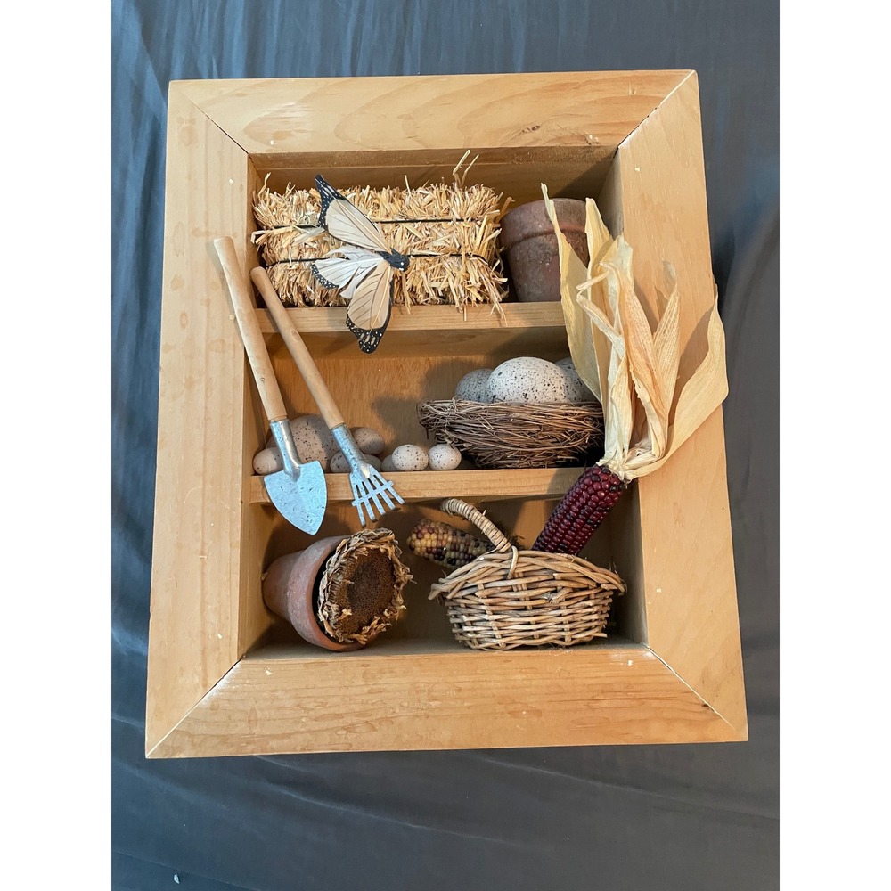 Rustic Garden Shadow Box Wall Decor Butterfly Corn Farmhouse Cottage Prairie